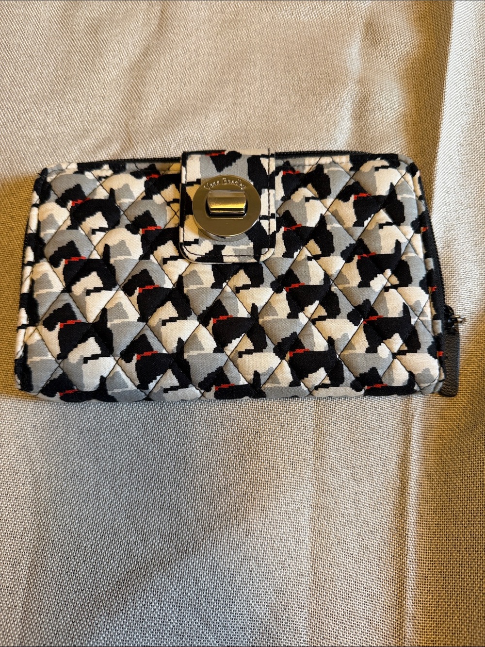 Vera Bradley Quilted Wallet in Black, Gray, White & Red Accents